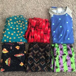 LuLaRoe Lot - 5 leggings 1 shirt